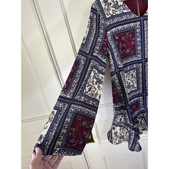 Lulus Women’s Crack A Smile Cream And Plum Multi Print Shift Dress Small - Picture 7 of 13